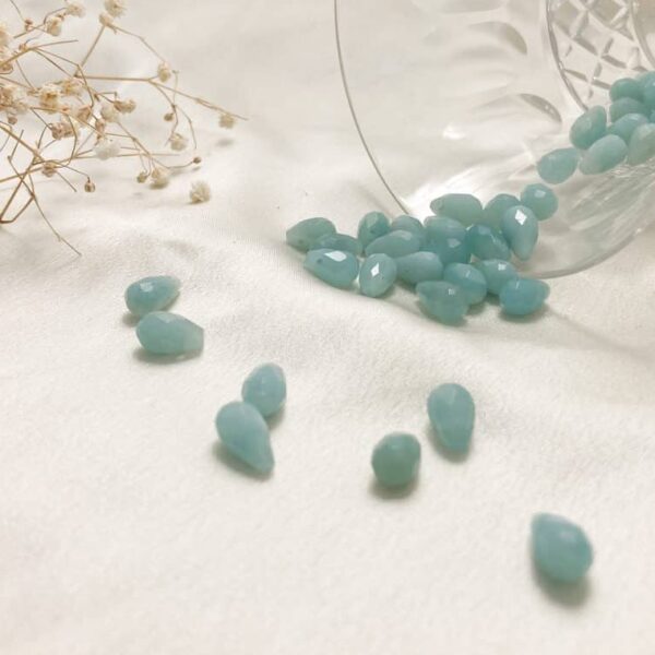 création collier pierre goutte blau amazonite