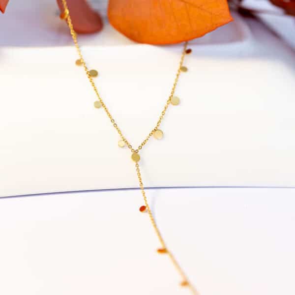 Collier cravate pastille dorées